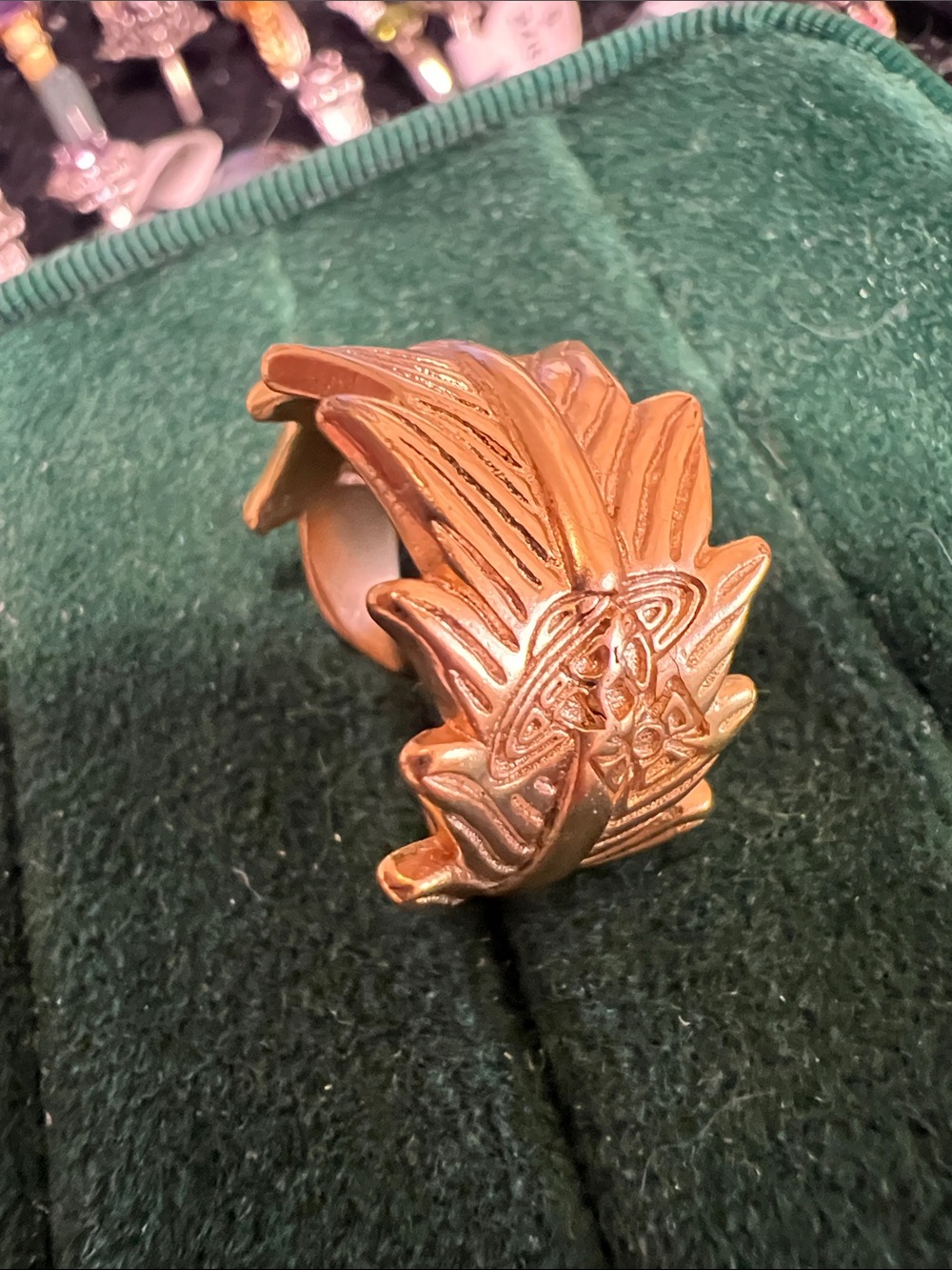 Gold Tone Leaf Cuff ring vintage